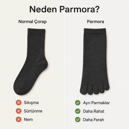Parmora® Bambu Parmaklı Çorap – Gün Boyu Konfor